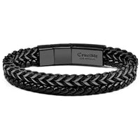 Crucible Stainless Steel Franco Chain and Leather Bracelet